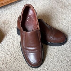 AEROSOLES Brown Leather Slip-On Loafers